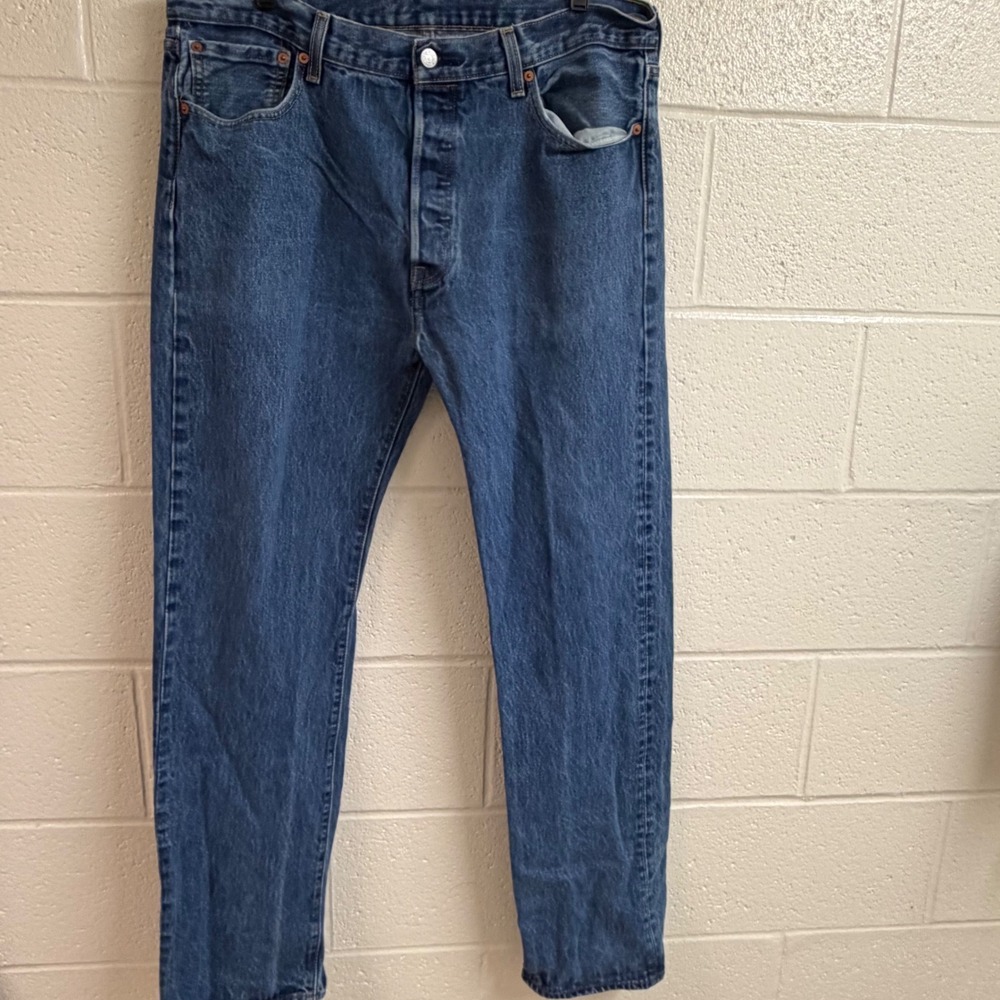 Levi's Mens 501 Original Straight Leg Jeans 36x34 Blue Denim Vintage Fade SEO